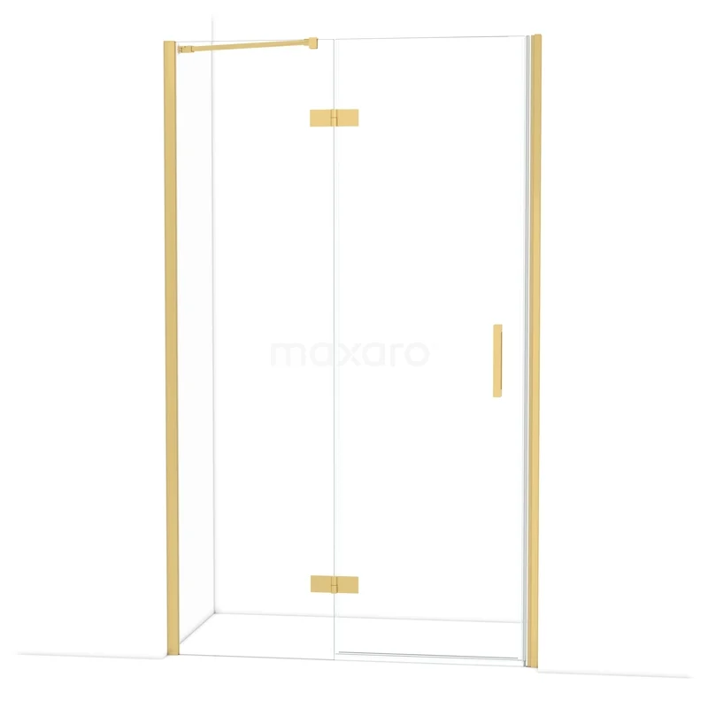 Diamond Douchedeur | 120 cm Goud Helder glas Draaideur DDB21662210GG Gouden glazen douchedeur met minimalistisch design, perfect voor een moderne badkamer.