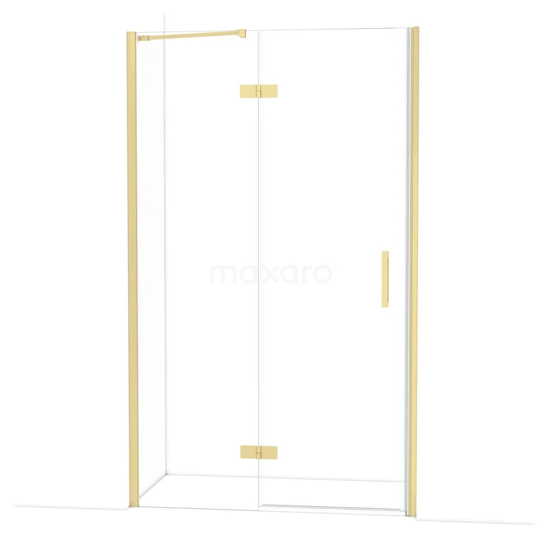 Diamond Douchedeur | 120 cm Lichtgoud Helder glas Draaideur DDB21662210LG Gouden hoekdouche cabine met glazen panelen, modern design, perfect voor een stijlvolle badkamer.