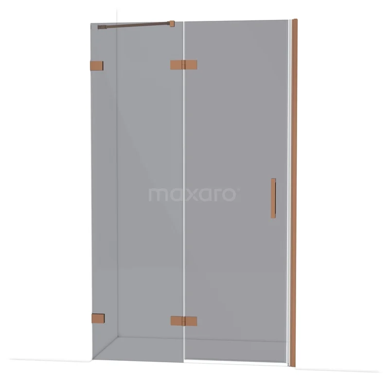 Diamond Douchedeur | 120 cm Koper Rookglas Draaideur DDB21662221KP Glazen douchewand met koperkleurige details, minimalistisch design en perfecte toevoeging voor een moderne badkamer.