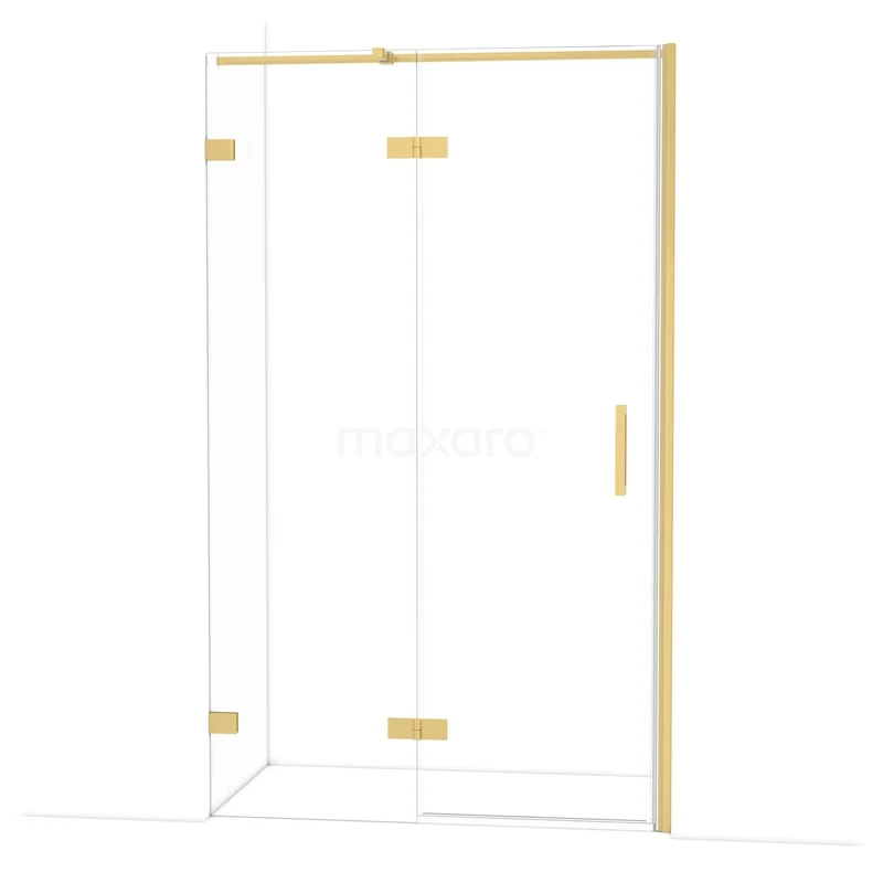 Diamond Douchedeur | 120 cm Goud Helder glas Draaideur DDB21662320GG Gouden douchewand met glazen panelen, frameloos design en luxe uitstraling, ideaal voor een moderne badkamer.