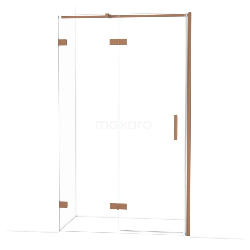 Diamond Douchedeur | 120 cm Koper Helder glas Draaideur DDB21662320KP Douchecabine met glazen wanden, koperen accenten en strakke lijnen. Modern badkamerdesign met luxe uitstraling.
