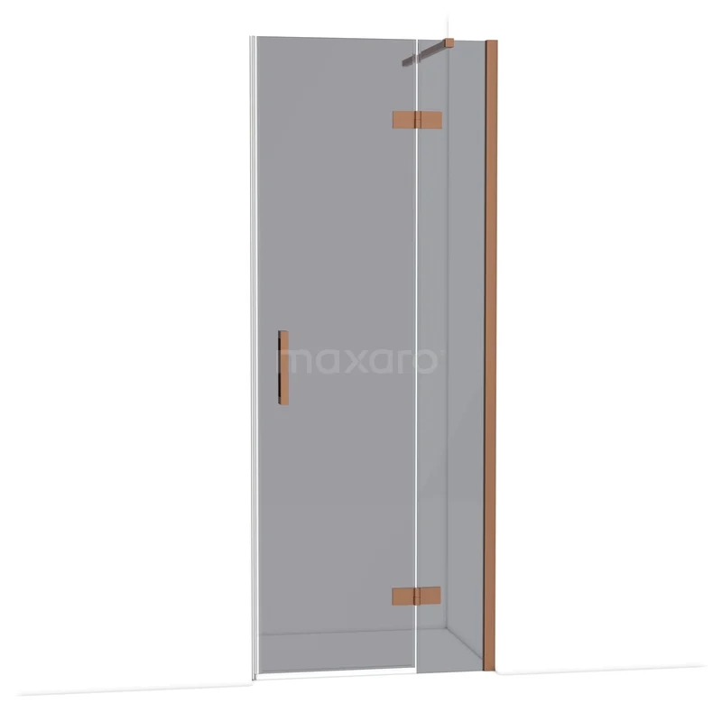 Moderne glazen douchedeur met houten accenten, ideaal voor een stijlvolle badkamer inrichting.