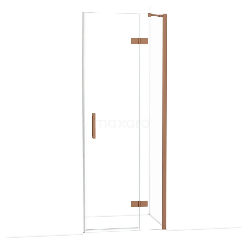 Diamond Duschtür | 80 cm Kupfer Klarglas Drehtür DDB22351210KP Glasbegehbare Dusche mit transparenter Wand, Messingakzenten und klarem Design; perfekte Ergänzung zu einem modernen Badezimmer.
