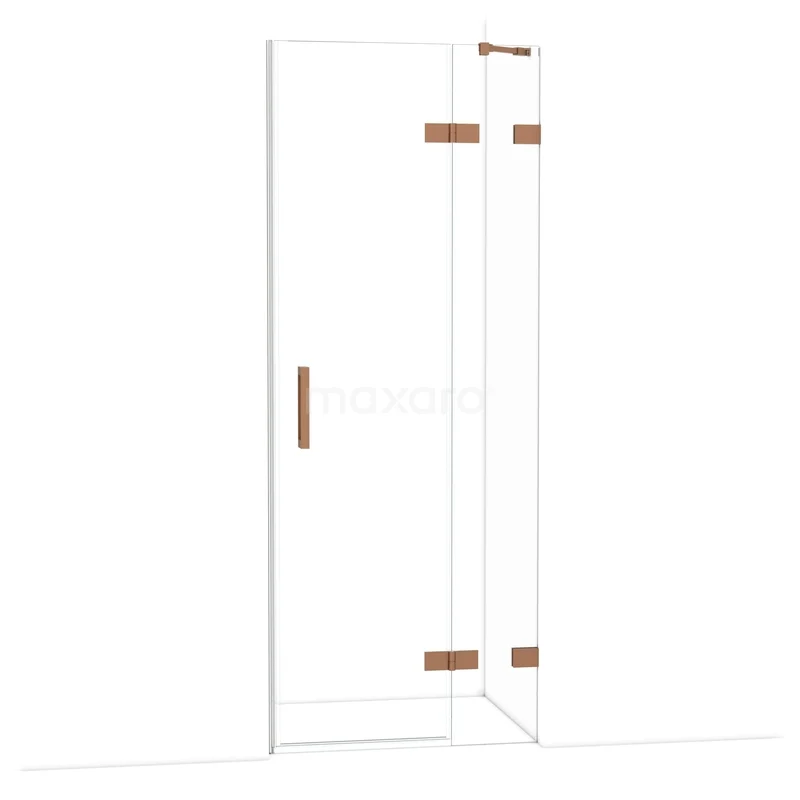 Diamant-Duschtüren DDB22351220KP Glasene Duschtür mit kupferfarbenen Scharnieren und Haltegriff, schlichte moderne Ausstrahlung für eine stilvolle Badezimmergestaltung.