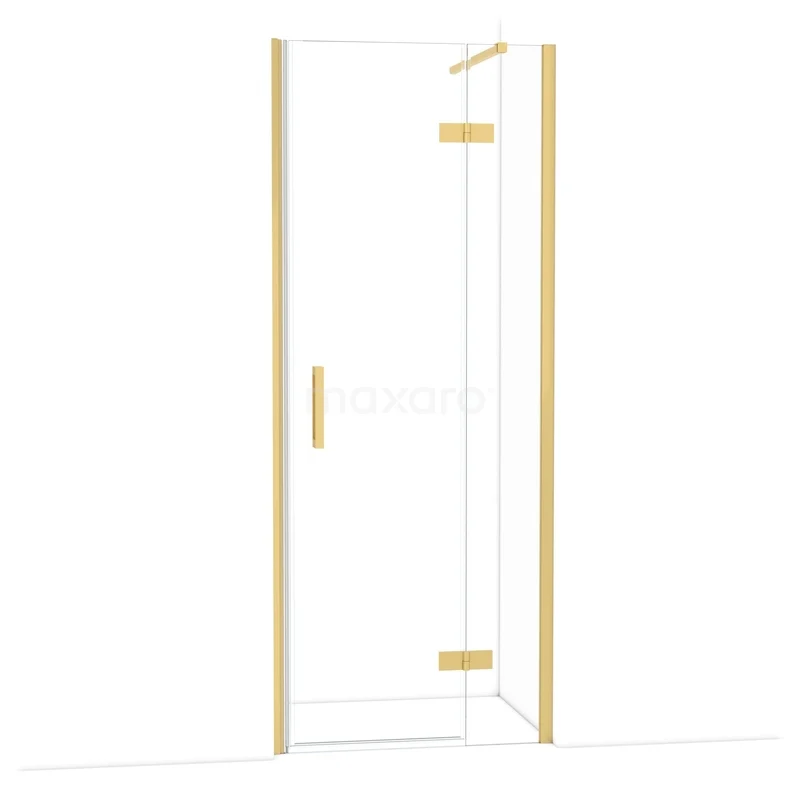 Diamant-Duschtüren DDB22352110GG Glasene Duschtür mit goldenen Scharnieren und Haltegriff, modernes Design für eine stilvolle Badezimmerambiance.