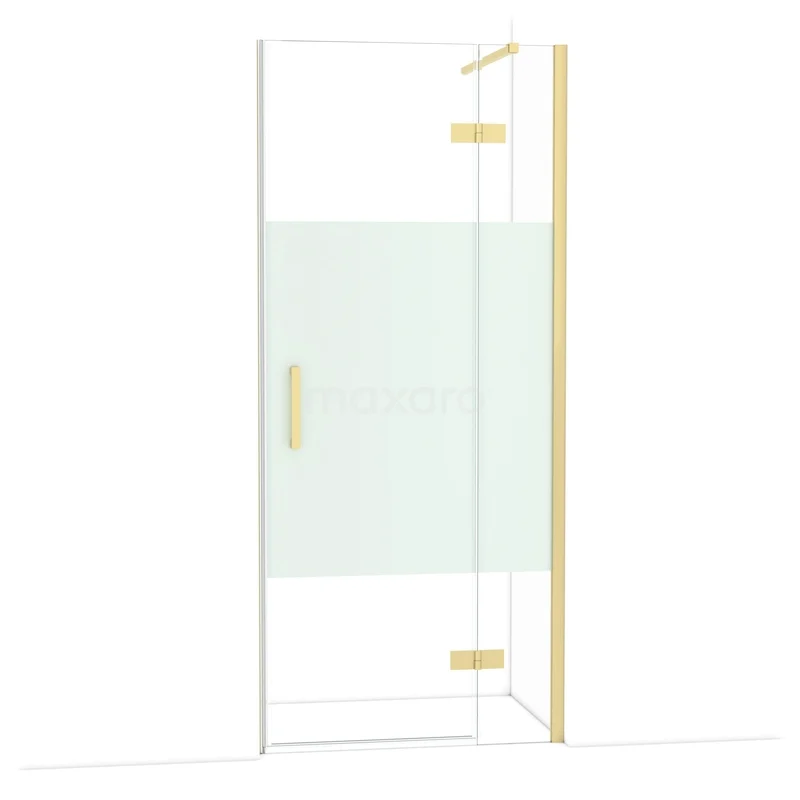 Diamant-Duschtüren DDB22361113LG Duschtür mit goldfarbenen Scharnieren und mattgläsernem Paneel, ideal für einen modernen Badezimmerstil.