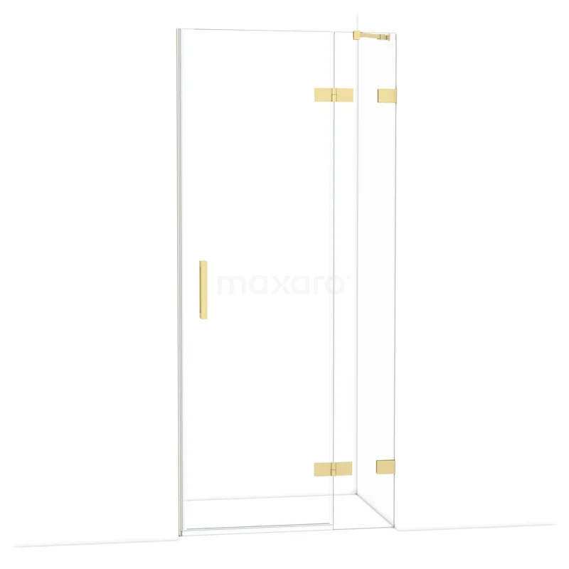 Diamond Duschtür | 90 cm Helles Gold Klarglas Drehtür DDB22361220LG Glasdouchedeur mit goldenen Scharnieren und Haltegriff, perfekt für einen luxuriösen Badezimmerstil.