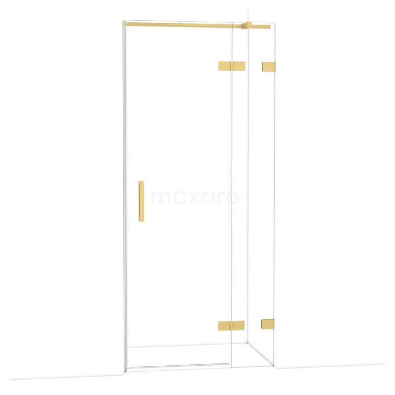 Diamant-Duschtüren DDB22361320GG Glasdouchedeur mit goldenen Scharnieren und Haltegriff, minimalistisches Design, perfekt für ein modernes Badezimmer.