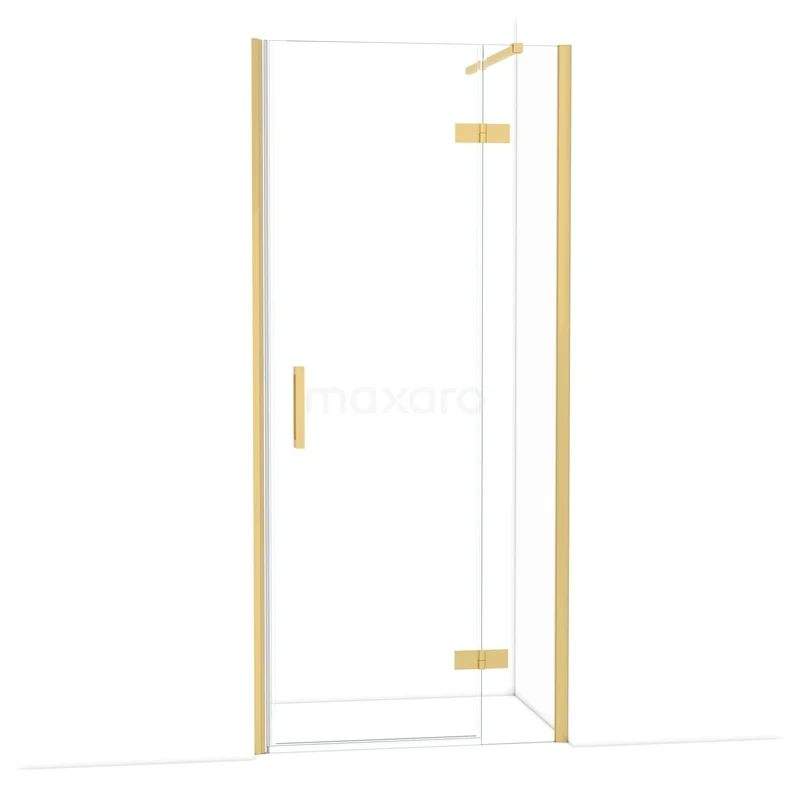 Diamond Douchedeur | 90 cm Goud Helder glas Draaideur DDB22362110GG Glazen douchedeur met gouden scharnieren en handvat, modern design voor een stijlvolle badkamer.