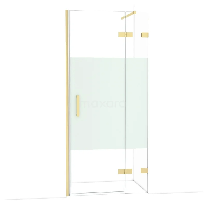 Diamant-Duschtüren DDB22362123LG Transparente Duschtür mit goldenen Scharnieren und mattem Mittelstreifen, modernes Glasdesign für das Badezimmer.