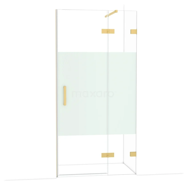 Diamant-Duschtüren DDB22461123GG Glas Duschwand mit Matt Weiß Mittelpaneel und Gold Scharnieren für eine stilvolle Badezimmer Einrichtung.