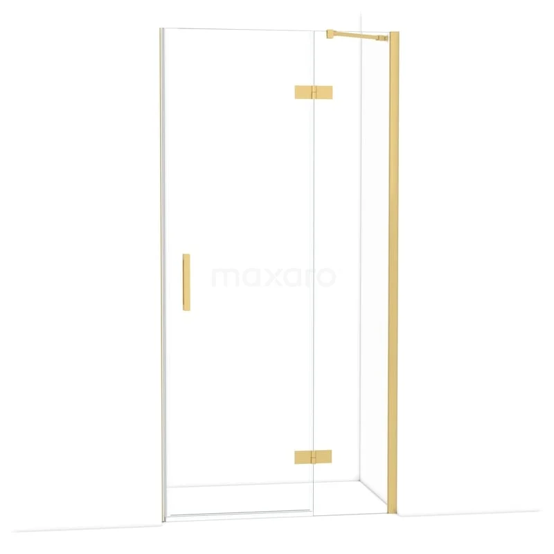 Diamond Douchedeur | 100 cm Goud Helder glas Draaideur DDB22461210GG Glazen douchedeur met goudkleurige accenten, hoekdesign, ideaal voor een luxe badkamerstijl.