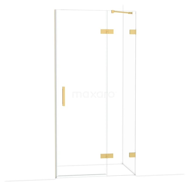Diamond Douchedeur | 100 cm Goud Helder glas Draaideur DDB22461220GG Glazen douchewand met goudkleurige scharnieren en handgreep, modern design, ideaal voor stijlvolle badkamerruimtes.