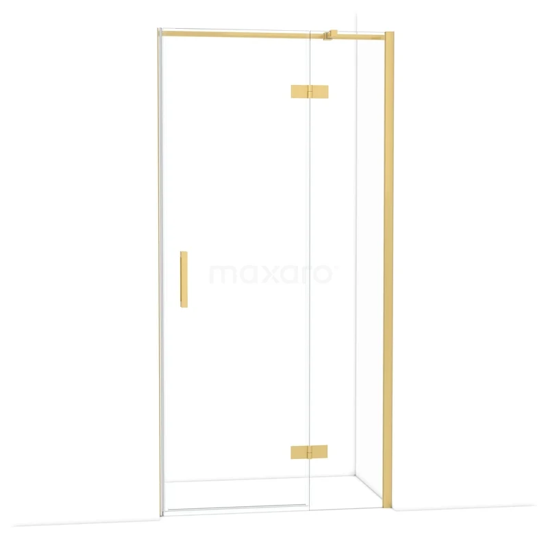 Diamond Douchedeur | 100 cm Goud Helder glas Draaideur DDB22461310GG Glazen douchewand met goudkleurig frame en scharnieren, moderne uitstraling, ideaal voor een strakke badkamerinrichting.