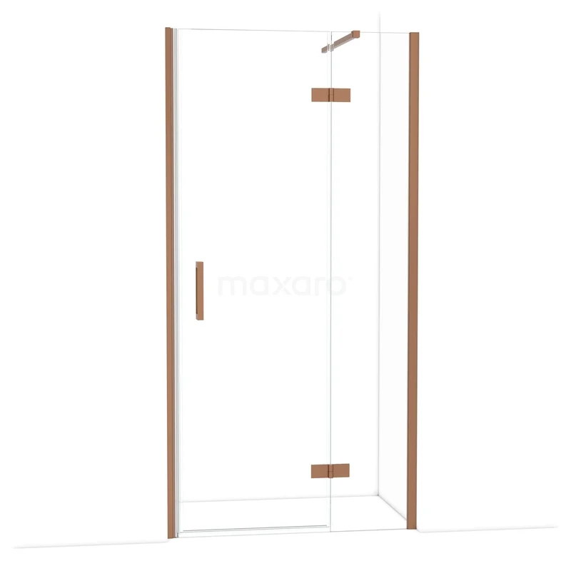 Diamond Douchedeur | 100 cm Koper Helder glas Draaideur DDB22462110KP Glazen douchedeur met koperkleurige profielen, strak design, geschikt voor moderne badkamers.