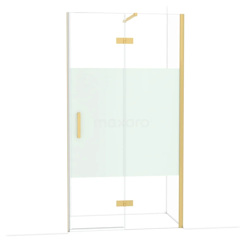 Diamant-Duschtüren DDB22651113GG Glas Duschtür mit goldfarbenen Scharnieren und Haltegriff, satiniertes Glasdetail perfekt für ein modernes Badezimmer.