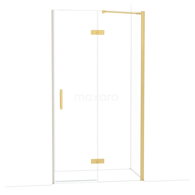 Diamond Douchedeur | 110 cm Goud Helder glas Draaideur DDB22651210GG Glazen douchedeur met goudkleurig frame en scharnieren, modern design en ideaal voor stijlvolle badkamerinrichting.