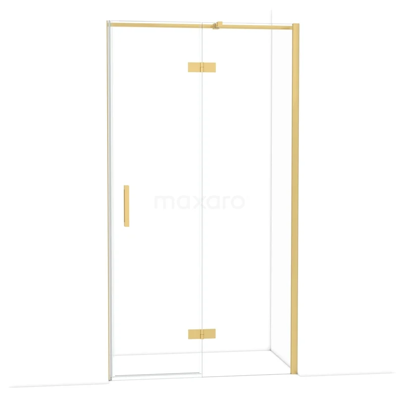 Diamond Shower door | 110 cm Gold Clear glass Pivot door DDB22651310GG Glass shower wall with gold-coloured frame and hinges, sleek design and modern appearance, perfect for a luxury bathroom.