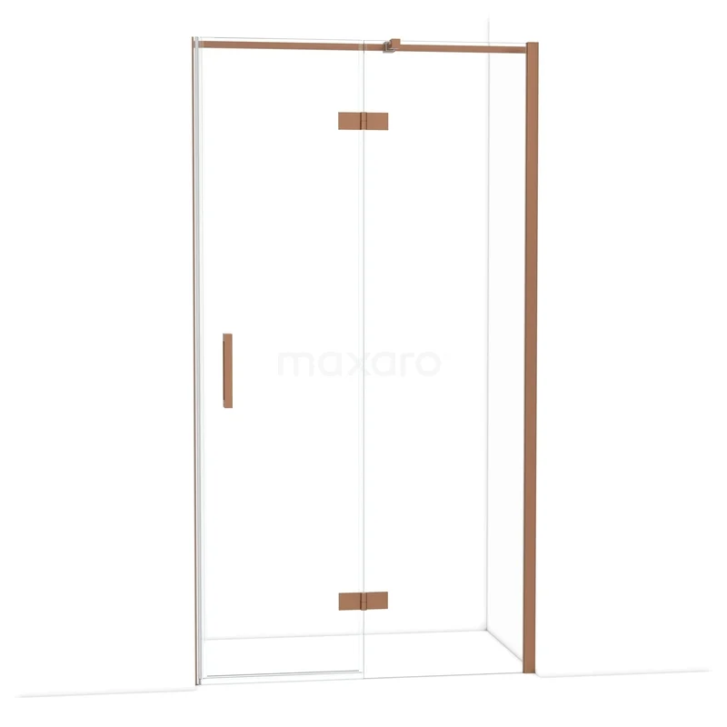Diamond Douchedeur | 110 cm Koper Helder glas Draaideur DDB22651310KP Glazen douchedeur met koperkleurige accenten, strakke vormgeving en draaideur, perfect voor een moderne badkamer.