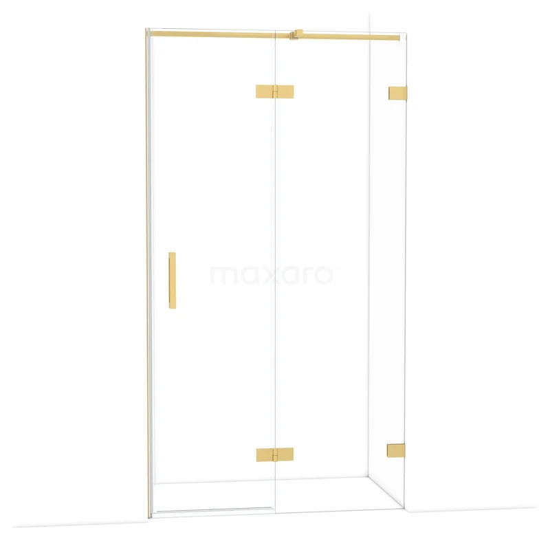 Diamond Douchedeur | 110 cm Goud Helder glas Draaideur DDB22651320GG Goudelementen glazen douchecabine met hoekinstap, strakke vormgeving en modern design voor een stijlvolle badkamer.