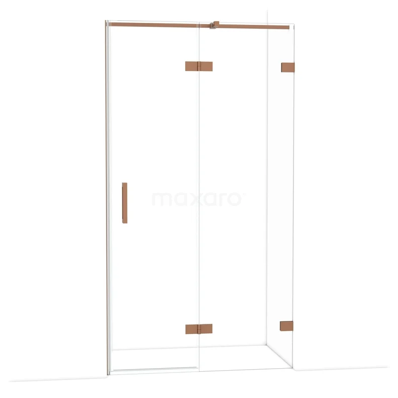 Diamond Douchedeur | 110 cm Koper Helder glas Draaideur DDB22651320KP Douchedeur glas met koperkleurige accenten, modern design, ideaal voor een stijlvolle badkamer inrichting.