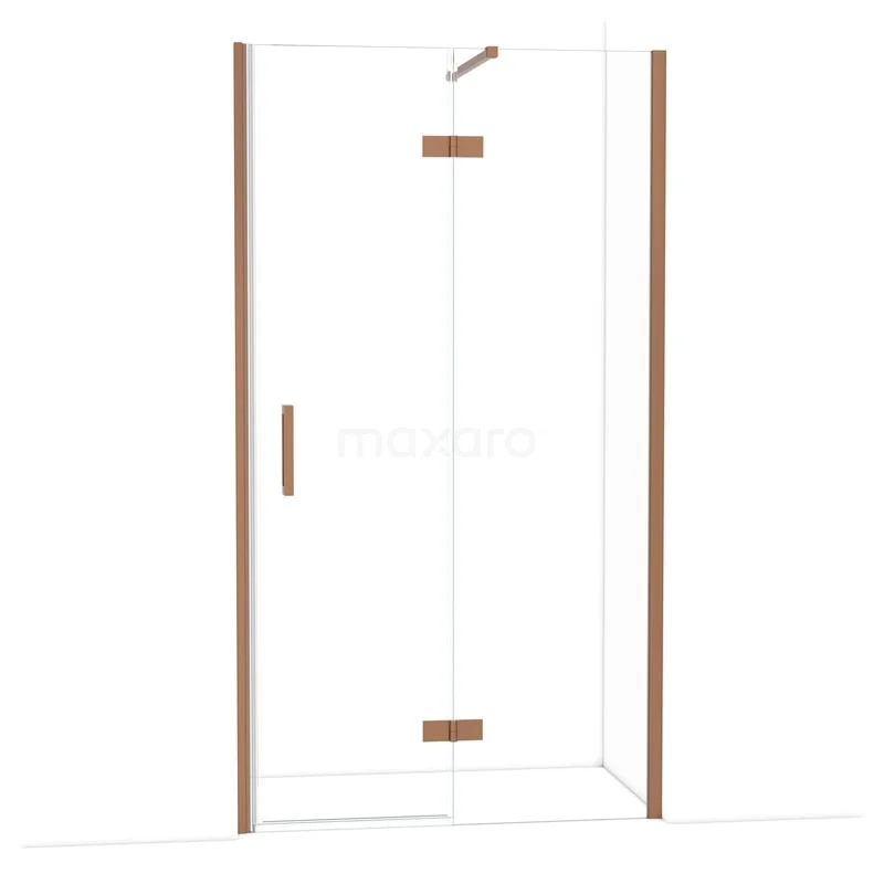 Diamond Douchedeur | 110 cm Koper Helder glas Draaideur DDB22652110KP Glazen douchecabine met koperkleurige accenten, moderne uitstraling en ruimtebesparend ontwerp voor een stijlvolle badkamer.