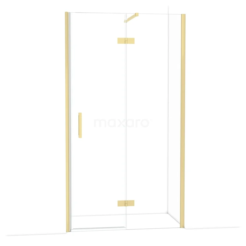 Diamond Douchedeur | 110 cm Lichtgoud Helder glas Draaideur DDB22652110LG Glazen douchedeur met goudkleurige handgreep en scharnieren, modern design voor een chique badkamer.
