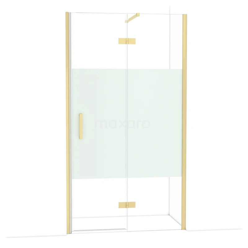 Diamond Douchedeur | 110 cm Lichtgoud Helder met matte strook Draaideur DDB22652113LG Glazen douchewand met goudkleurige accenten, modern ontwerp, perfect als stijlvolle toevoeging aan elke badkamer.