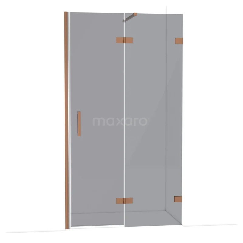 Diamond Shower door | 110 cm Copper Smoke glass Pivot door DDB22652121KP Glazen douchedeur met koperen scharnieren, modern design en strak afgewerkt, perfect voor luxe badkamers.