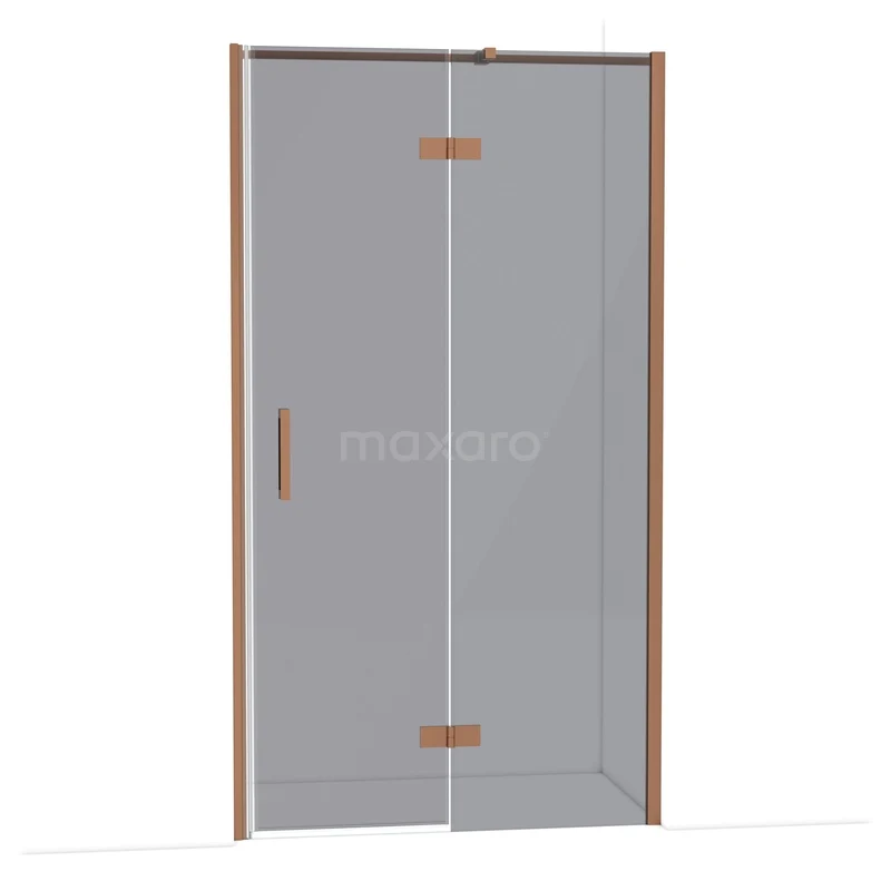 Diamond Douchedeur | 110 cm Koper Rookglas Draaideur DDB22652311KP Glazen douchedeur met bronzen omlijsting, scharnieren en handgreep, ideaal voor een stijlvolle badkamerrenovatie.