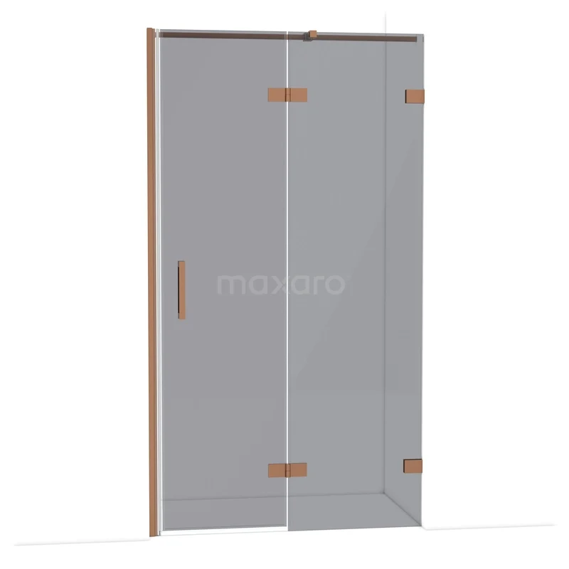 Diamond Douchedeur | 110 cm Koper Rookglas Draaideur DDB22652321KP Glazen douchedeur met schuifsysteem, koperkleurige accenten en minimalistisch design geschikt voor moderne badkamers.
