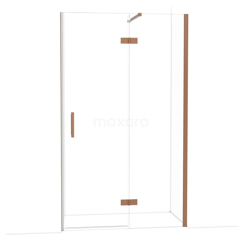 Diamond Douchedeur | 120 cm Koper Helder glas Draaideur DDB22661110KP Glazen douchewand met deur, koperkleurige details, modern ontwerp, ideaal voor een luxe badkamer inrichting.