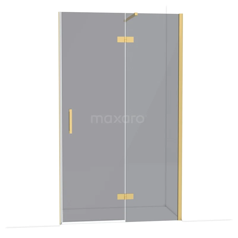 Diamond Shower door | 120 cm Gold Smoke glass Pivot door DDB22661111GG Glazen douchedeur met goudkleurige scharnieren en handgreep, modern design voor stijlvolle badkamerinrichting.