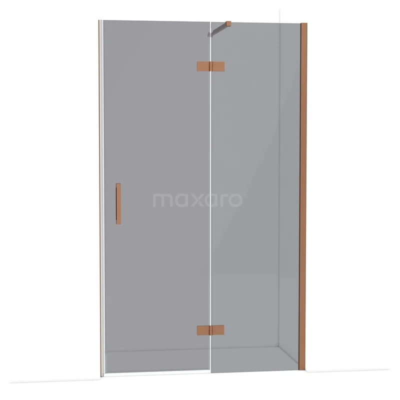 Diamond Douchedeur | 120 cm Koper Rookglas Draaideur DDB22661111KP Glazen douchedeur met hoeksysteem en roestvrijstalen scharnieren, ideaal voor een moderne badkamerinrichting.