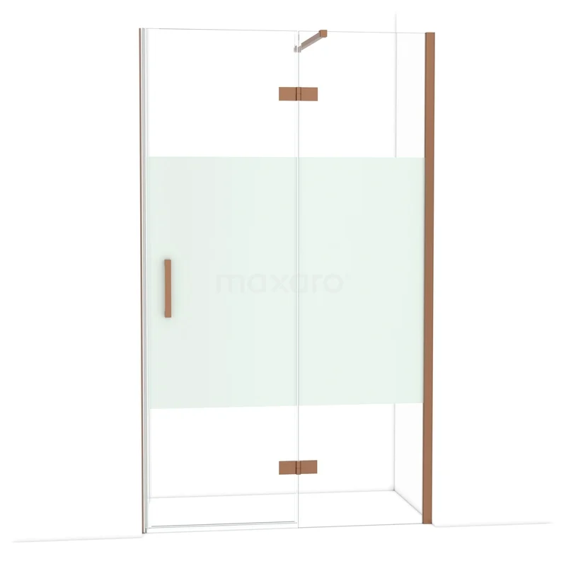 Diamant-Duschtüren DDB22661113KP Duschkabine mit Schiebetür, Klarglas, Matt Weiß Paneel und kupferfarbenen Akzenten; stilvolle Blickfang für das Badezimmer.