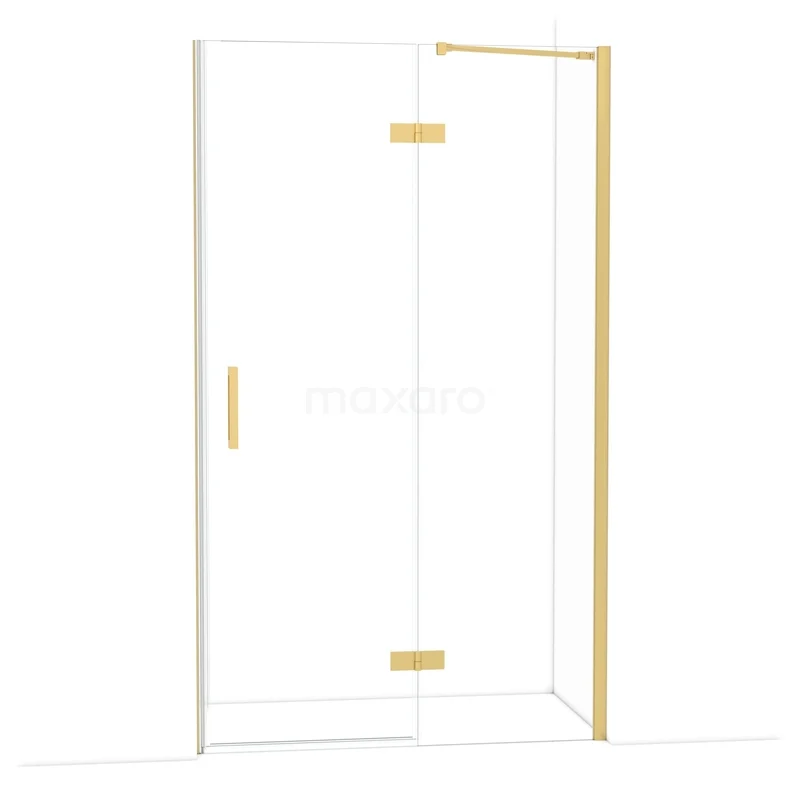 Diamond Shower door | 120 cm Gold Clear glass Pivot door DDB22661210GG Glazen douchewand met gouden scharnieren en handgreep, stijlvolle badkamermuuroplossing voor moderne interieurs.