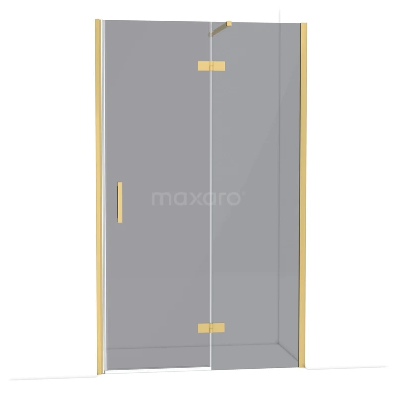 Diamond Douchedeur | 120 cm Goud Rookglas Draaideur DDB22662111GG Glazen douchedeur met goudkleurige scharnieren en handgreep, luxe en modern design voor een stijlvolle badkamer.