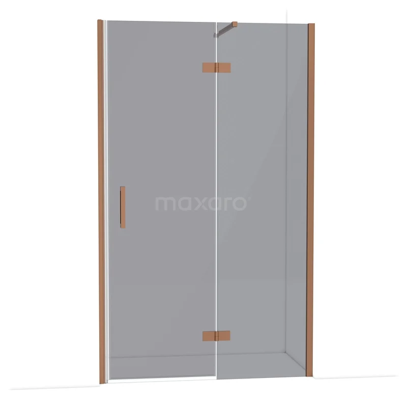 Diamond Douchedeur | 120 cm Koper Rookglas Draaideur DDB22662111KP Glazen douchedeur met koperkleurige accenten, minimalistisch design, perfect voor een stijlvolle en moderne badkamer.