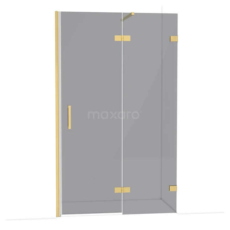 Diamond Douchedeur | 120 cm Goud Rookglas Draaideur DDB22662121GG Glazen douchedeur met goudkleurige scharnieren en handgreep, ideaal voor moderne badkamerinrichting.