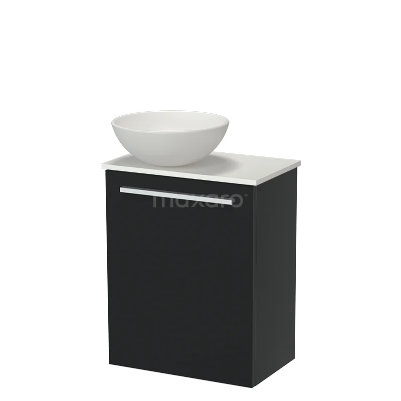 Modulo Pico Toiletmeubel met Waskom | 41 cm Mat zwart Vlak front Keramiek waskom Solid surface wastafelblad TMK10-18240