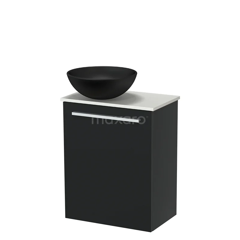 Modulo Pico Toiletmeubel met Waskom | 41 cm Mat zwart Vlak front Keramiek waskom Solid surface wastafelblad TMK10-18244