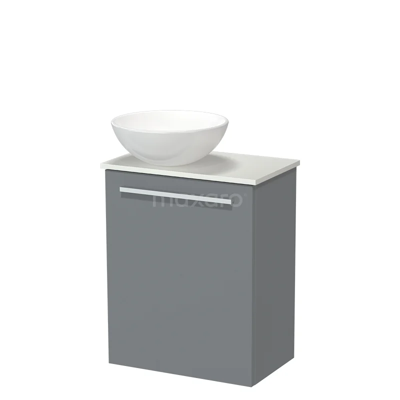 Modulo Pico Toiletmeubel met Waskom | 41 cm Middengrijs Vlak front Keramiek waskom Solid surface wastafelblad TMK10-18266