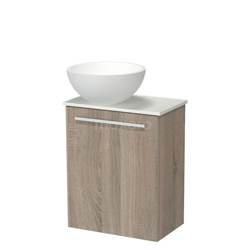 Modulo Pico Toiletmeubel met Waskom | 41 cm Eiken Vlak front Solid surface waskom Solid surface wastafelblad TMK10-18339