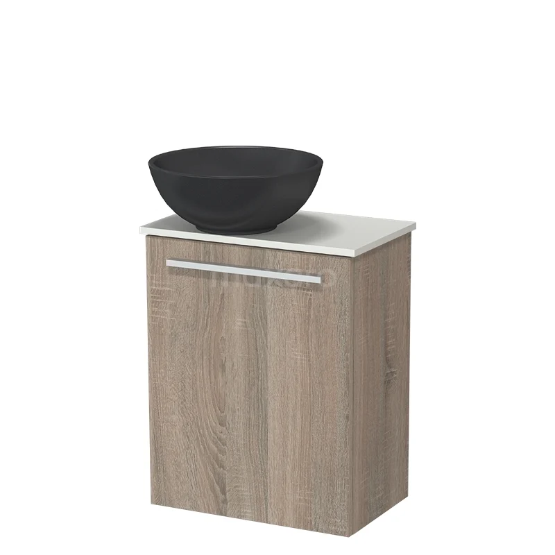 Modulo Pico Toiletmeubel met Waskom | 41 cm Eiken Vlak front Quartz waskom Solid surface wastafelblad TMK10-18340