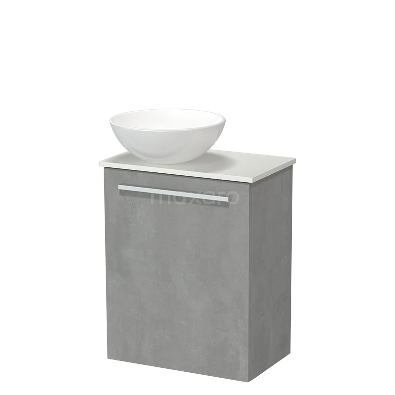 Modulo Pico Toiletmeubel met Waskom | 41 cm Lichtgrijs beton Vlak front Keramiek waskom Solid surface wastafelblad TMK10-18386
