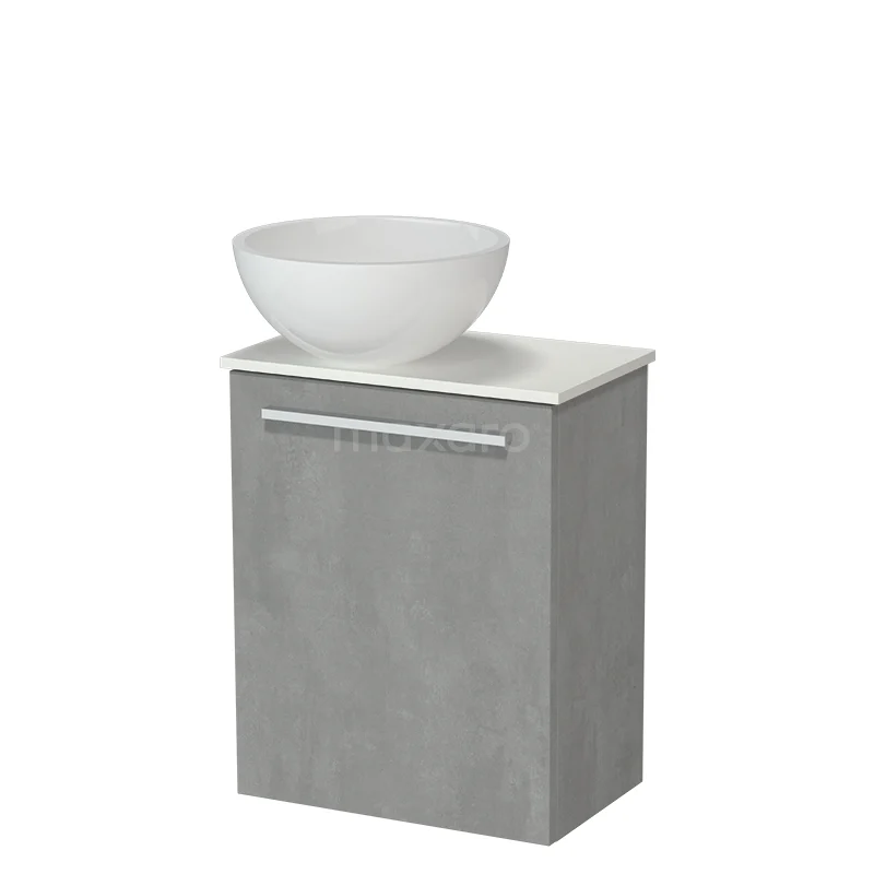 Modulo Pico Toiletmeubel met Waskom | 41 cm Lichtgrijs beton Vlak front Mineraalmarmer waskom Solid surface wastafelblad TMK10-18388