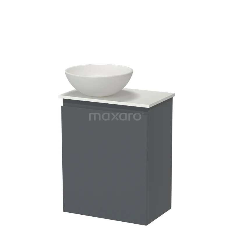 Modulo Pico Toiletmeubel met Waskom | 41 cm Donkergrijs Greeploos front Keramiek waskom Solid surface wastafelblad TMK10-18434