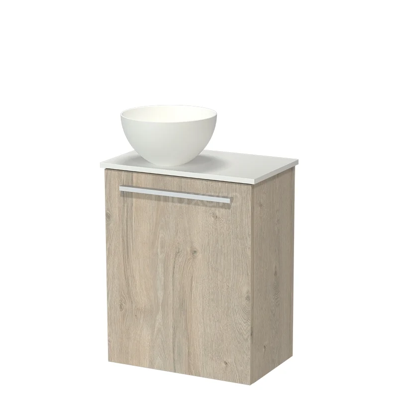 Modulo Pico Toiletmeubel met Waskom | 41 cm Lichtgrijs eiken Vlak front Solid surface waskom Solid surface wastafelblad TMK10-18516