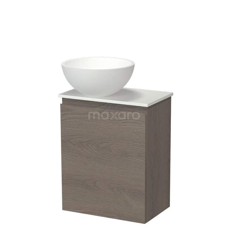 Modulo Pico Toiletmeubel met Waskom | 41 cm Donkerbruin eiken Greeploos front Solid surface waskom Solid surface wastafelblad TMK10-18565