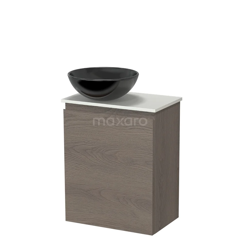 Modulo Pico Toiletmeubel met Waskom | 41 cm Donkerbruin eiken Greeploos front Keramiek waskom Solid surface wastafelblad TMK10-18591 Modulo Pico Toiletmeubel met Waskom | 41 cm Donkerbruin eiken Greeploos front Keramiek waskom Solid surface wastafelblad TMK10-18591